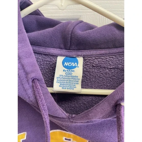 LSU Tigers Purple And Gold Hoodie Pullover Embroidered Sweatshirt Large - Picture 3 of 4